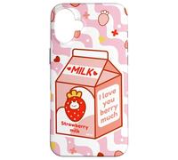 Motif de Dessin animé Kawaii au Lait de Fraise Coque pour iPhone 16 Plus