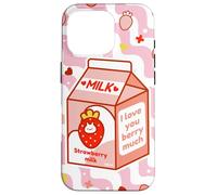 Motif de Dessin animé Kawaii au Lait de Fraise Coque pour iPhone 16 Pro