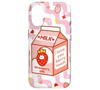 Motif de Dessin animé Kawaii au Lait de Fraise Coque pour iPhone 17