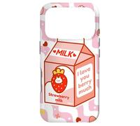 Motif de Dessin animé Kawaii au Lait de Fraise Coque pour iPhone 17 Pro