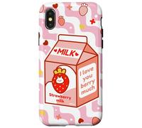 Motif de Dessin animé Kawaii au Lait de Fraise Coque pour iPhone X/XS