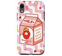 Motif de Dessin animé Kawaii au Lait de Fraise Coque pour iPhone XR