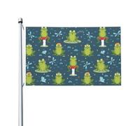 Motif de diverses grenouilles amusantes pour drapeau extérieur 3x5 double face, drapeaux de bannière pour décoration de jardin de chambre pour l'extérieur, fournitures de fête, décoration murale, toil