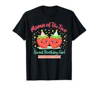 Motif de fête d'anniversaire Mama of Two Strawberry Cute Mom Twin T-Shirt