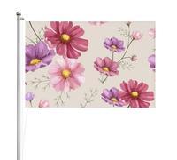 Motif de fleur de cosmos dessiné à la main,Drapeau de jardin, bannière décorative, drapeau double face, 2 x 3 pieds, pour extérieur et intérieur