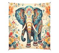 Motif De Fleurs éLéPhant Indien Tente de Plage Abri Solaire pour Camping,Installation Facile,Portable avec Sacs de Sable pour Pêche Pique-Nique Plein Air