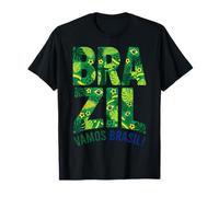 Motif de Football Tropical du Brésil Vamos Brasil T-Shirt