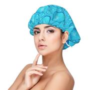 Motif de goutte d'eau bleue,Bonnet de nuit en satin pour adulte - Bonnet de nuit élastique pour femme, couvre-cheveux de nuit