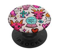 Motif de gribouillage de sorcière Arc-en-Ciel et Magique étrange PopSockets PopGrip Adhésif