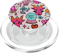 Motif de gribouillage de sorcière Arc-en-Ciel et Magique étrange PopSockets PopGrip pour MagSafe