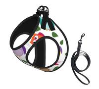 Motif de Hibou avec Feuilles fermées, Yeux croisés, drôle, Humour, Bande dessinée, Artistique,Harnais pour Animaux de Compagnie, Harnais réfléchissant réglable pour Chien,M