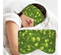 Motif de houblon vert et de feuilles, Masque de sommeil pour la maison, les voyages et le travail posté, couvrant entièrement les yeux et bloquant la lumière