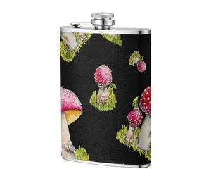 Motif de l'amanite tue-mouches rouge,Flasque de poche plate de 8 oz en acier inoxydable 304, idéale pour les activités de plein air.