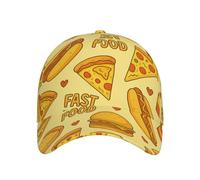 Motif De Malbouffe De Dessin Animé Noir Unisexe Casquette Trucker Stylée Chapeau Séchage Rapide Baseball Cap pour Voyage Sport Toutes Les Saisons
