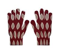 Motif De Mandala Indien Mitaine d'hiver | Dessin Circulaire En Couleur Mitaines en tricot pour femme - Rouge corail Mitaines thermiques pour la course à pied, le sking