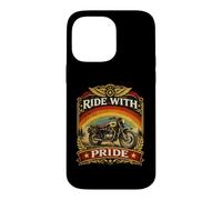 Motif de Moto Arc-en-Ciel Ride with Pride Coque pour iPhone 14 Pro Max