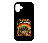 Motif de Moto Arc-en-Ciel Ride with Pride Coque pour iPhone 16 Plus