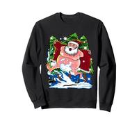 Motif de Noël Amusant dans la Neige Sweatshirt, Unisexe pour Adultes, Noir, S