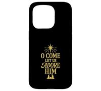 Motif de Noël chrétien « O Come Let Us Adore Him » Coque pour iPhone 15 Pro