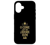 Motif de Noël chrétien « O Come Let Us Adore Him » Coque pour iPhone 16