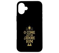 Motif de Noël chrétien « O Come Let Us Adore Him » Coque pour iPhone 16 Plus
