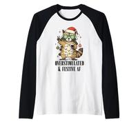 Motif de Noël Festif surstimulé en Forme de Raton Laveur Manche Raglan