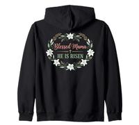 Motif de Pâques chrétienne « Blessed Mama He is Risen » Sweat à Capuche