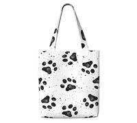 Motif de patte de chien，Sacs d'épicerie réutilisables, sacs fourre-tout de grande capacité, sac à bandoulière en toile
