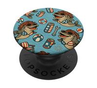 Motif de pêche drôle Redneck Sirène Poisson-Chat Bière 4 Juillet PopSockets PopGrip Adhésif