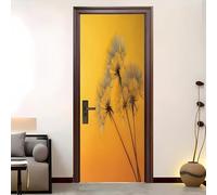 Motif de Pissenlit Minimaliste Porte Stickers PVC étanche Porte Autocollants pour Salon Salle de Bain Chambre Décoration Jaune Auto-adhésif Amovible Pas de décoloration Sticker Décoration