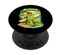 Motif de Plage Tropical Aloha Lucky Surfer Leprechaun PopSockets PopGrip Adhésif