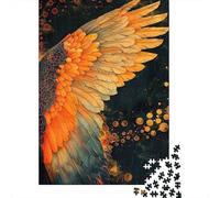 Motif de Plume Orange Aile Puzzle 1000 Pièces Puzzle pour Adultes Puzzle en Papier Famille Décoration Cadeau 38x26cm/1000pcs
