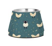 Motif De RéPéTition Mouton Mignon Gamelles AntidéRapantes pour Chiens,Empilables en Acier Inoxydable pour Chiots