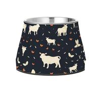 Motif De RéPéTition Noir Vache Mignon Gamelles AntidéRapantes pour Chiens,Empilables en Acier Inoxydable pour Chiots