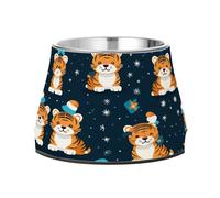 Motif De RéPéTition Tigre Mignon Gamelles AntidéRapantes pour Chiens,Empilables en Acier Inoxydable pour Chiots