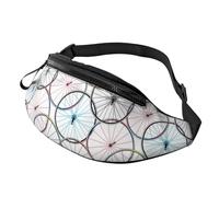 Motif De Roue De Vélo Sac À Bandoulière Unisexe Sac Banane Réglable Poche Poitrine pour Camping Randonnée Jogging 14X35Cm