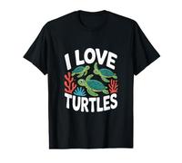 Motif de Tortue de mer avec Inscription « I Love Turtles T-Shirt Graphique avec Valeur