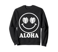 Motif de Vacances Tropicales Aloha Happy Face Monstera Leaf Sweatshirt