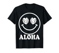 Motif de Vacances Tropicales Aloha Happy Face Monstera Leaf T-Shirt