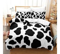 Motif de vache 3D Housse De Couette Microfibre Parure De Avec Fermeture Éclai À Glissière minimalisme Housses De Couettes 3 Pièces Avec Taies D'oreiller Pour Adultes Et Enfants King（220x240cm）