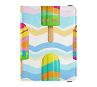 Motif de vague d'été Popsicle Coloré Cuir Décoratif Passeport et Vaccin Porte Carte Combo Vaccin Carte Couverture Combo Mignon Livre de Passeport Léger, Été vague Motif Popsicle Coloré , modèle de