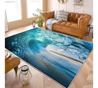 Motif de Vagues DéChaîNéEs Tapis Antidérapant à Poils Courts 180x240 cm Bleu Clair Tapis de Salon et Chambre, Facile d’Entretien, Dos Antidérapant, Décoration Douce pour Enfants et Animaux