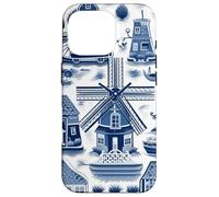 Motif Delft, moulins à Vent des Pays-Bas, Culture hollandaise Coque pour iPhone 16 Pro