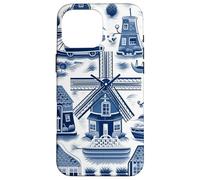 Motif Delft, moulins à Vent des Pays-Bas, Culture hollandaise Coque pour iPhone 16 Pro Max
