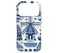 Motif Delft, moulins à Vent des Pays-Bas, Culture hollandaise Coque pour iPhone 17 Pro