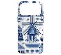 Motif Delft, moulins à Vent des Pays-Bas, Culture hollandaise Coque pour iPhone 17 Pro Max