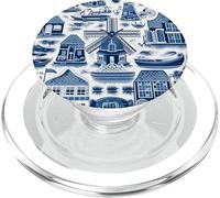 Motif Delft, moulins à Vent des Pays-Bas, Culture hollandaise PopSockets PopGrip pour MagSafe