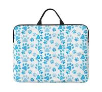 Motif d'empreinte de Patte de Chien Bleu,Housse pour Ordinateur Portable 14 Pouces, Sacoche pour Ordinateur Portable, Mallette avec poignée