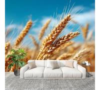 Motif D'éPi de Blé Frais Papier Peint Intissé Fresque Murale 400x280 cm Jaune Poster Murale Photo pour Salon, Chambre, Salle à Manger, Effaçable Papier Peint Panoramique