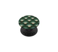Motif d'éventail Art Déco - Vert - Motif géométrique Vintage PopSockets PopGrip Adhésif
